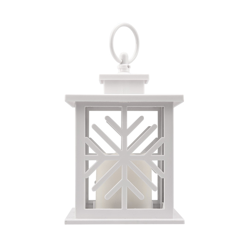 Декоративный фонарь со свечкой, белый корпус со снежинкой, размер 12х12х18 см, цвет теплый белый NEON-NIGHT 513-043 фото