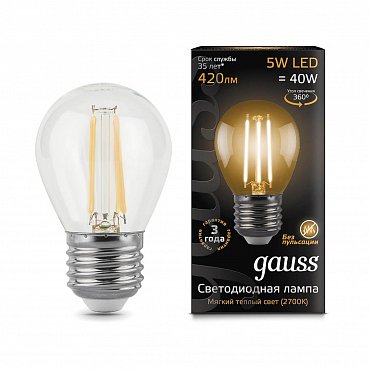 Светодиодная лампа Gauss Filament Globe E27 5W 2700K 105802105 фото