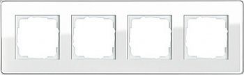 0214512 Рамка Esprit Glass C Белое стекло 4-постовая Gira фото